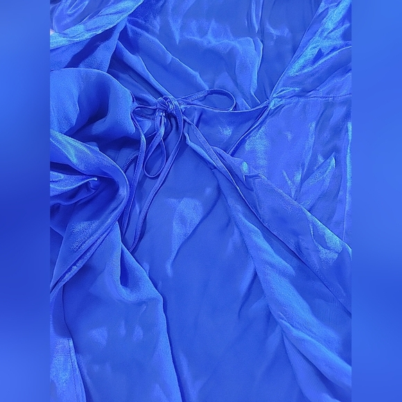 Zara Satin Effect Wrap Blue Mini Dress Size Large NWT - Picture 5 of 6